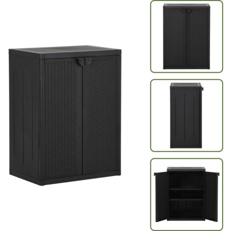 Armadio da patio - vidaXL Armadio da Giardino Nero 65x45x88 cm in Rattan PP - Armadio per casa