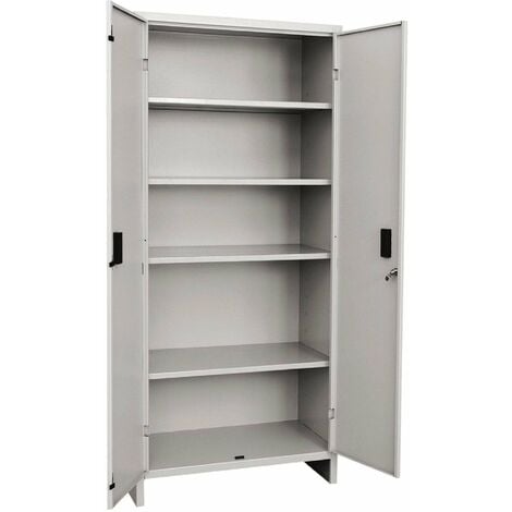 Armadio da ufficio tutto piani in metallo con 4 ripiani e serratura -80 x 40 x h 180 cm