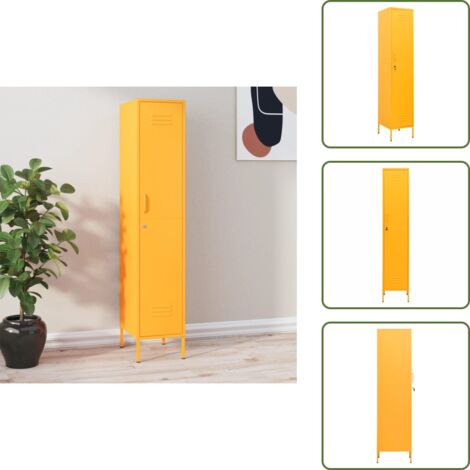 Armadio decorativo - vidaXL Armadio Giallo Senape 35x46x180 cm in Acciaio - Armadio con ripiani regolabili