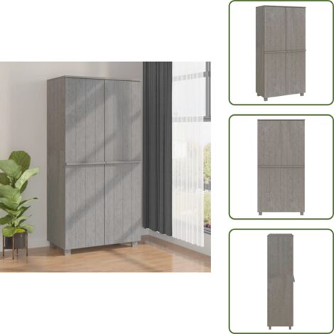 Armadio decorativo - vidaXL Armadio HAMAR Grigio Chiaro 89x50x180 cm Legno Massello di Pino - Armadio con scomparti