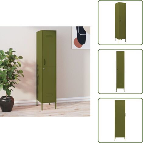 Armadio decorativo - vidaXL Armadio Verde Oliva 35x46x180 cm in Acciaio - Armadio con ripiani regolabili