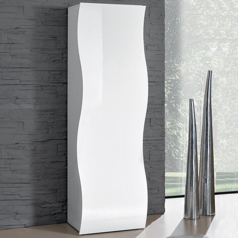 Armadio design mensola e asta appendiabiti bianco lucido Onda Wardrobe