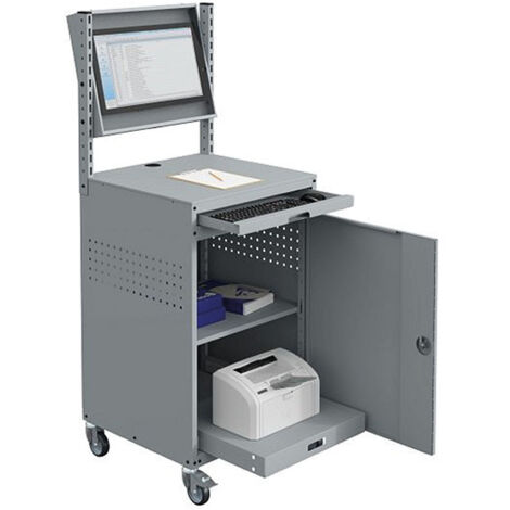Armadio fisso per computer - Grigio antracite - Cassetta e vassoio inclinabili per schermi da 24 pollici - W040010030-GCGC