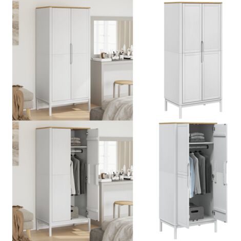 Armadio FLORO Bianco 77x53x171 cm in Legno Massello di Pino - Armadio in pino - Armadio bianco