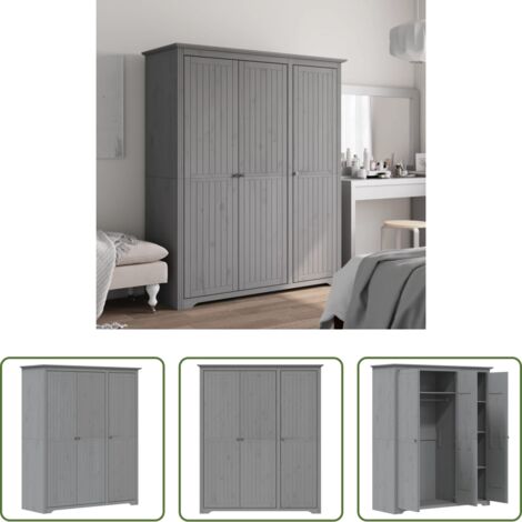 Armadio francese -  Armadio BODO 146x53,5x173 cm in Legno Massello di Pino Grigio