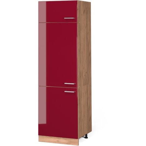 Armadio frigorifero R-Line, Rosso bordeaux lucido, 60 cm, Vicco