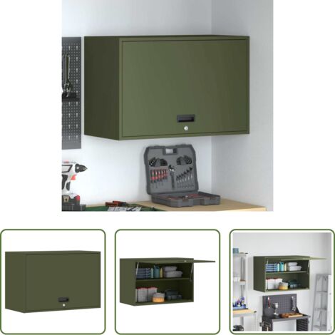 Armadio garage -  Armadio a muro per garage Oliver verde 80 x 40 x 53 cm