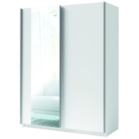 Armadio GOZU a 2 porte scorrevoli con specchio - Colore Bianco - 180 x 198 x 62 cm