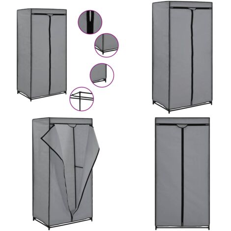 Armadio Grigio 75x50x160 cm - Armadio con appendiabiti - Armadio in ferro
