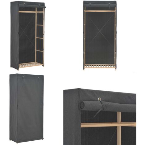 Armadio Grigio 79x40x170 cm in Tessuto - Guardaroba in tessuto - Armadio per vestiti