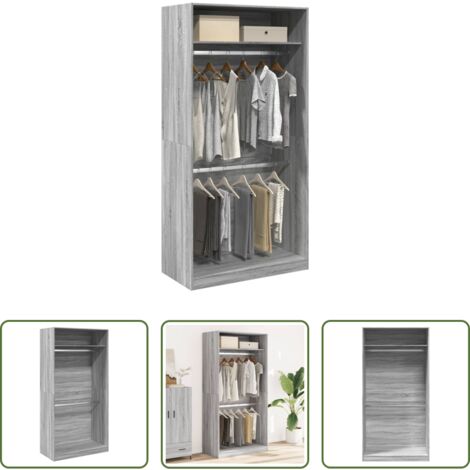 Armadio grigio -  Armadio Grigio Sonoma 100x50x200 cm in Legno Multistrato