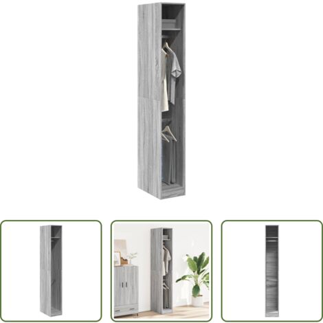 Armadio grigio -  Armadio Grigio Sonoma 30x50x200 cm in Legno Multistrato