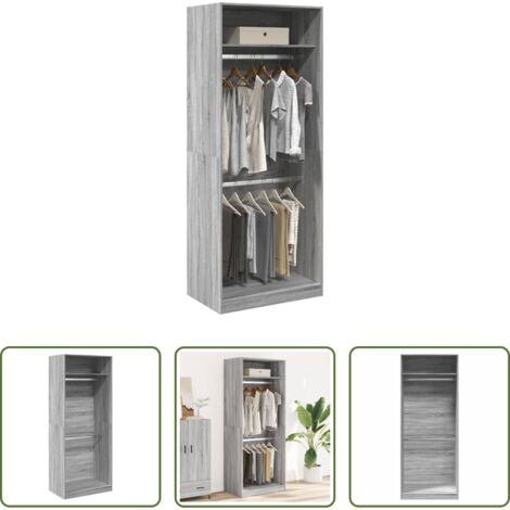 Armadio grigio -  Armadio Grigio Sonoma 80x50x200 cm in Legno Multistrato