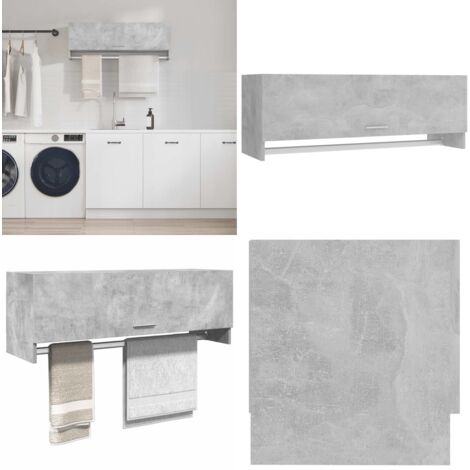 Armadio Grigio Cemento 100x32,5x35 cm in Legno Multistrato - Armadio grigio cemento - Armadio per indumenti