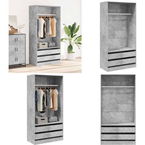 Armadio Grigio Cemento 100x50x200 cm in Legno Multistrato - Armadio grigio cemento - Armadio con cassetti
