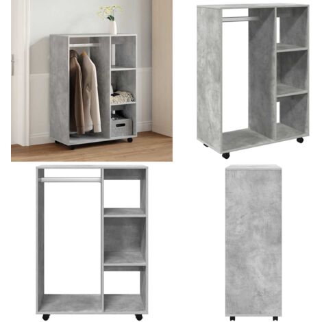 Armadio Grigio Cemento 80x40x110 cm in Legno Multistrato - Armadio grigio cemento - Armadio con ruote