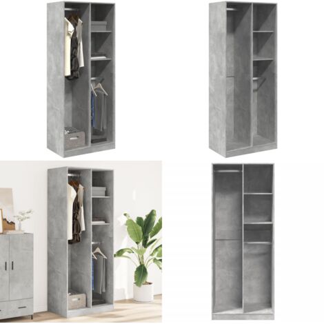 Armadio Grigio Cemento 80x50x200 cm in Legno Multistrato - Armadio grigio cemento - Armadio da ingresso