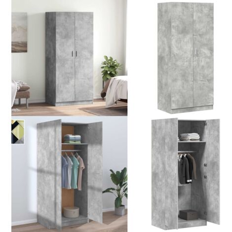 Armadio Grigio Cemento 80x52x180 cm in Legno Multistrato - Armadio grigio cemento - Armadio con scomparto