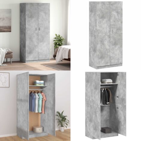 Armadio Grigio Cemento 90x52x200 cm in Legno Multistrato - Armadio grigio cemento - Armadio con scomparto