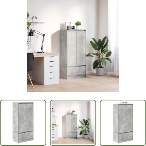Armadio grigio cemento -  Armadio con Cassetto Grigio Cemento 55,5x34x119,5 cm Truciolato