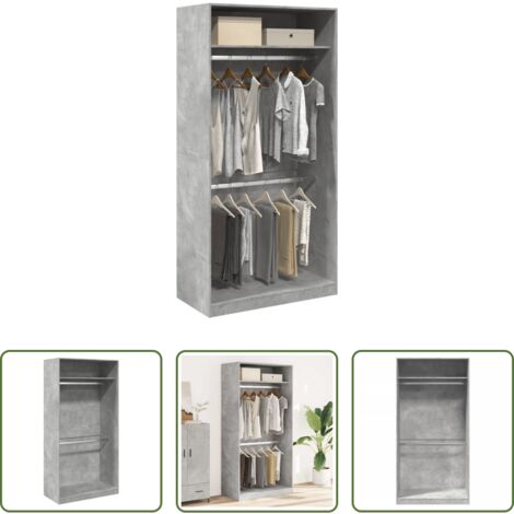 Armadio grigio cemento -  Armadio Grigio Cemento 100x50x200 cm in Legno Multistrato