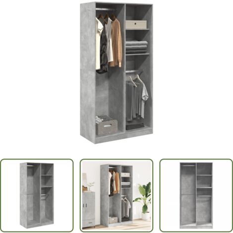 Armadio grigio cemento -  Armadio Grigio Cemento 100x50x200 cm in Legno Multistrato
