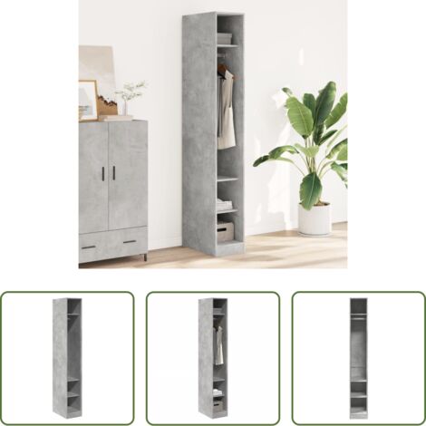 Armadio grigio cemento -  Armadio Grigio Cemento 30x50x200 cm in Legno Multistrato