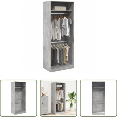 Armadio grigio cemento -  Armadio Grigio Cemento 80x50x200 cm in Legno Multistrato