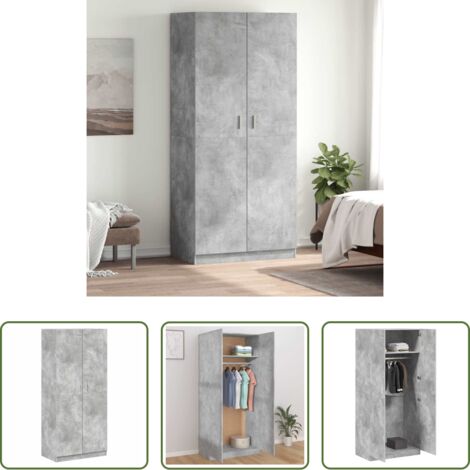 Armadio grigio cemento -  Armadio Grigio Cemento 90x52x200 cm in Legno Multistrato
