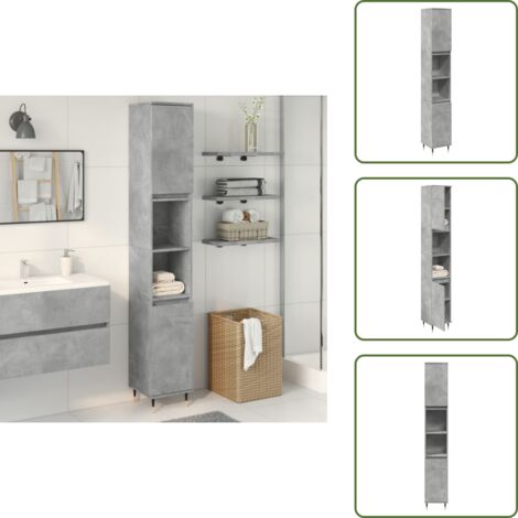 Armadio grigio cemento - vidaXL Armadietto Bagno Grigio Cemento 30x30x190 cm Legno Multistrato - Armadio da bagno con ante