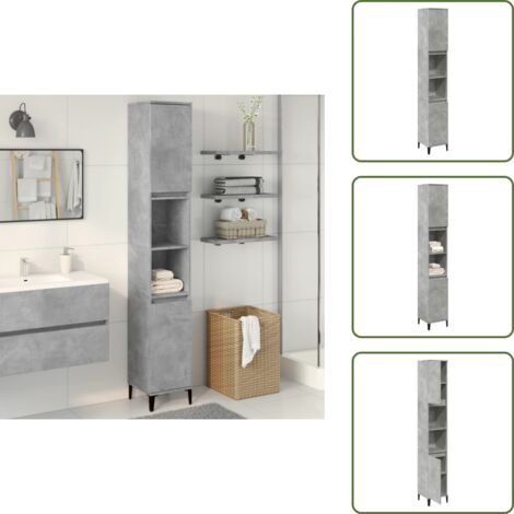 Armadio grigio cemento - vidaXL Armadietto Bagno Grigio Cemento 30x30x190 cm Legno Multistrato - Armadio in truciolato