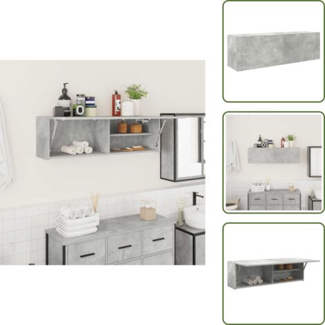 Armadio grigio cemento - vidaXL Armadietto da Bagno Grigio Cemento 100x25x30 cm in Truciolato - Armadio da bagno con ante a molla