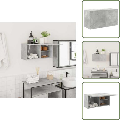 Armadio grigio cemento - vidaXL Armadietto da Bagno Grigio Cemento 60x25x30 cm in Truciolato - Armadio da bagno con ante a molla