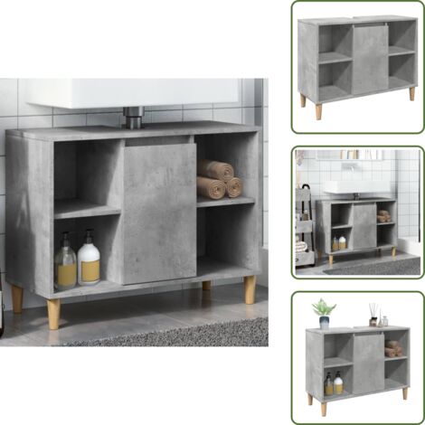 Armadio grigio cemento - vidaXL Armadietto da Bagno Grigio Cemento 80x33x60cm Legno Multistrato - Armadio da bagno con scomparti