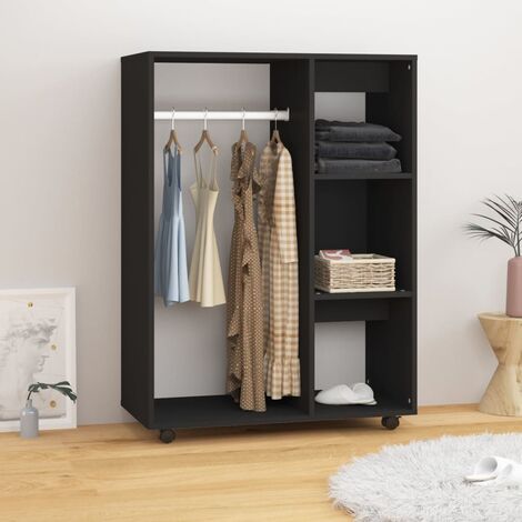 Armadio Grigio Lucido 80x40x110 cm in Truciolato colore : Nero