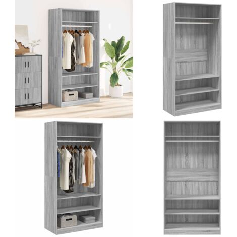 Armadio Grigio Sonoma 100x50x200 cm in Legno Multistrato - Armadio grigio - Armadio con scomparti