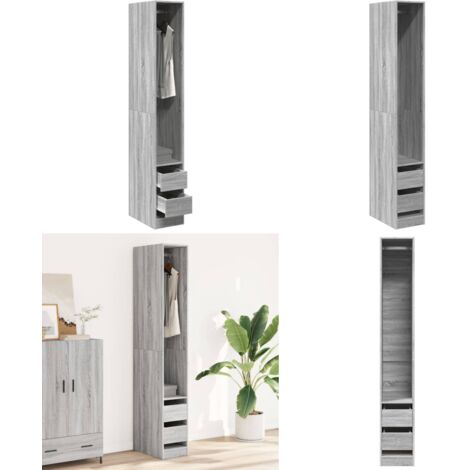 Armadio Grigio Sonoma 30x50x200 cm in Legno Multistrato - Armadio in truciolato - Armadio grigio sonoma