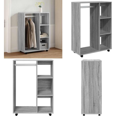 Armadio Grigio Sonoma 80x40x110 cm in Legno Multistrato - Armadio grigio - Armadio con ruote