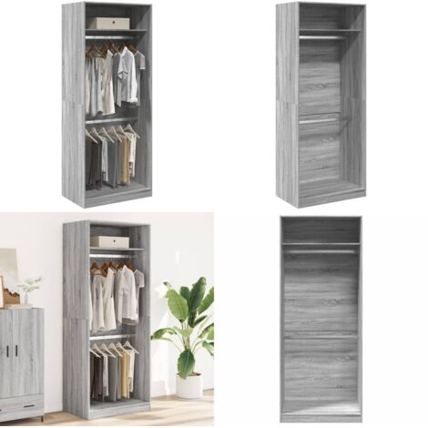 Armadio Grigio Sonoma 80x50x200 cm in Legno Multistrato - Armadio grigio - Armadio da ingresso
