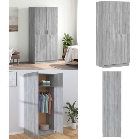 Armadio Grigio Sonoma 80x52x180 cm in Legno Multistrato - Armadio grigio sonoma - Armadio portaoggetti