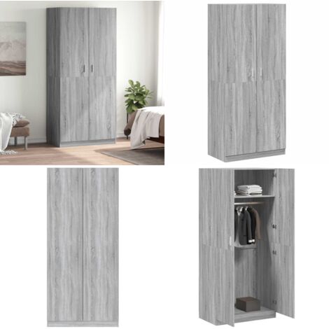 Armadio Grigio Sonoma 90x52x200 cm in Legno Multistrato - Armadio grigio - Armadio con ante