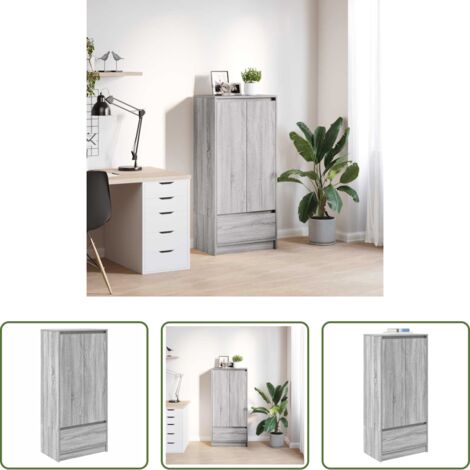 Armadio grigio sonoma -  Armadio con Cassetto Grigio Sonoma 55,5x34x119,5 cm Truciolato