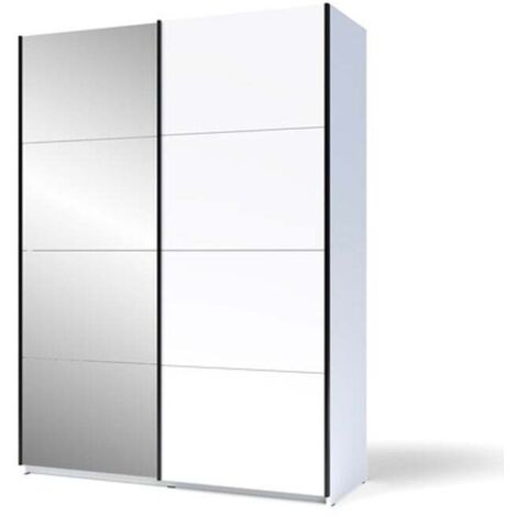 Armadio Guardaroba 2 Ante Scorrevoli Con Specchio 150x58x204 Cm Smart Bianco