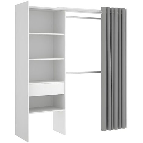 Armadio guardaroba allungabile L.110/160 cm Bianco e Grigio - LAURENT
