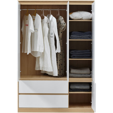 Armadio Guardaroba Bastheim con 6 Scomparti 176 x 120 x 52 cm Effetto Rovere [en.casa]
