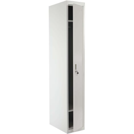 Armadio guardaroba con bastone appendiabiti e specchio 180 x 30 x 50 cm in metallo grigio 040006202