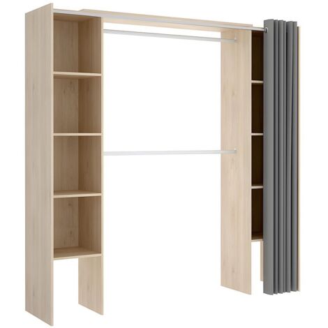Armadio guardaroba estensibile L110/180 cm Quercia e grigio - DORIAN