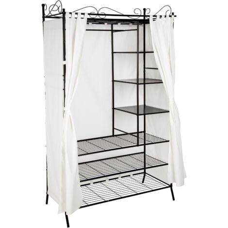 Armadio guardaroba in metallo con tenda 112 x 207 x 57 cm - Cabina armadio, armadio, armadio camera da letto