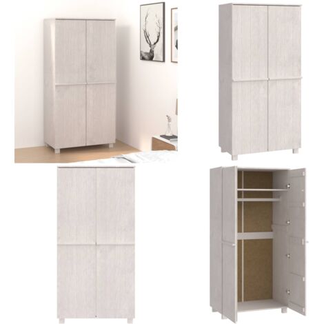 Armadio HAMAR Bianco 89x50x180 cm in Legno Massello di Pino - Armadio bianco - Armadio in pino