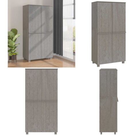 Armadio HAMAR Grigio Chiaro 89x50x180 cm Legno Massello di Pino - Armadio per abiti - Armadio in pino